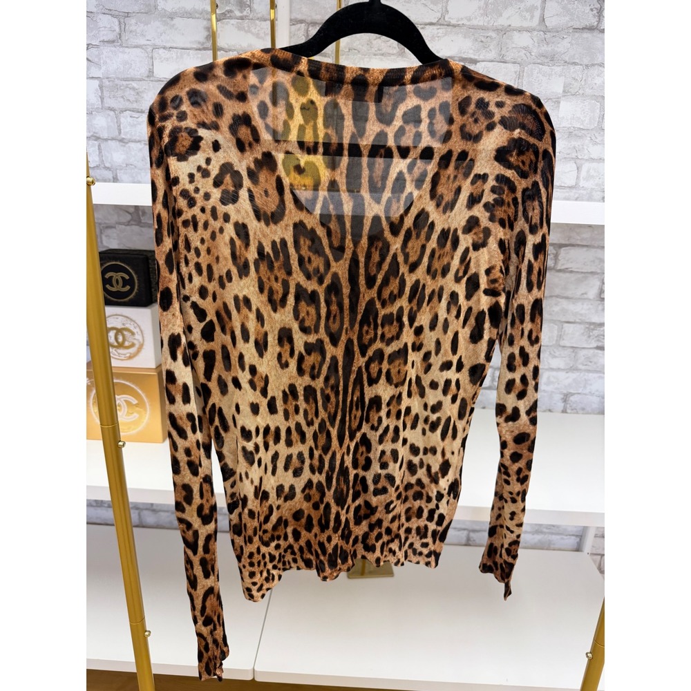 Dolce & Gabbana Leopard Print Semi Sheer V Neck Cardigan Made Italy Sz 42 US M - Picture 15 of 16